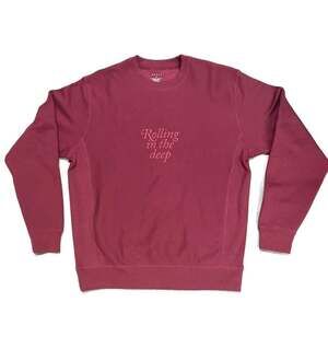 Adele Rolling in the Deep Embroidered Maroon Crewneck Sweatshirt Size M